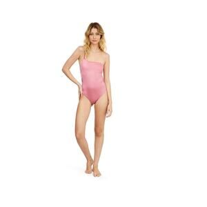 KIBYS Roxy Rose Garden Pink One Shoulder One Piece Swimsuit Size Medium